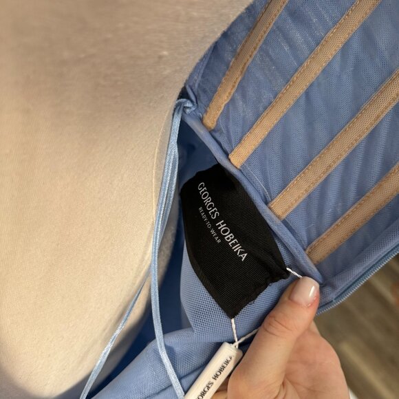 Brand New US 4 GEORGES HOBEIKA Blue Tiered Tulle Gown - Picture 8 of 8